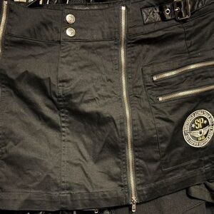 South Pole Black Mini Skirt with Zipper Details